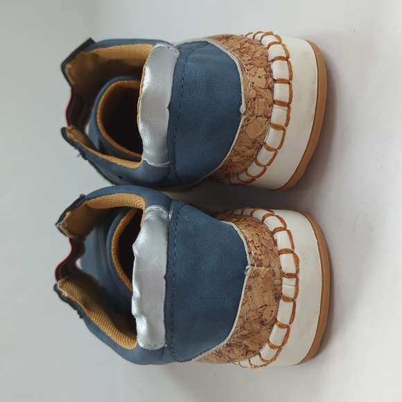 Faux Suede Leather Perforated Cork Look Slip On Sneaker 8 Blue - Picture 11 of 16